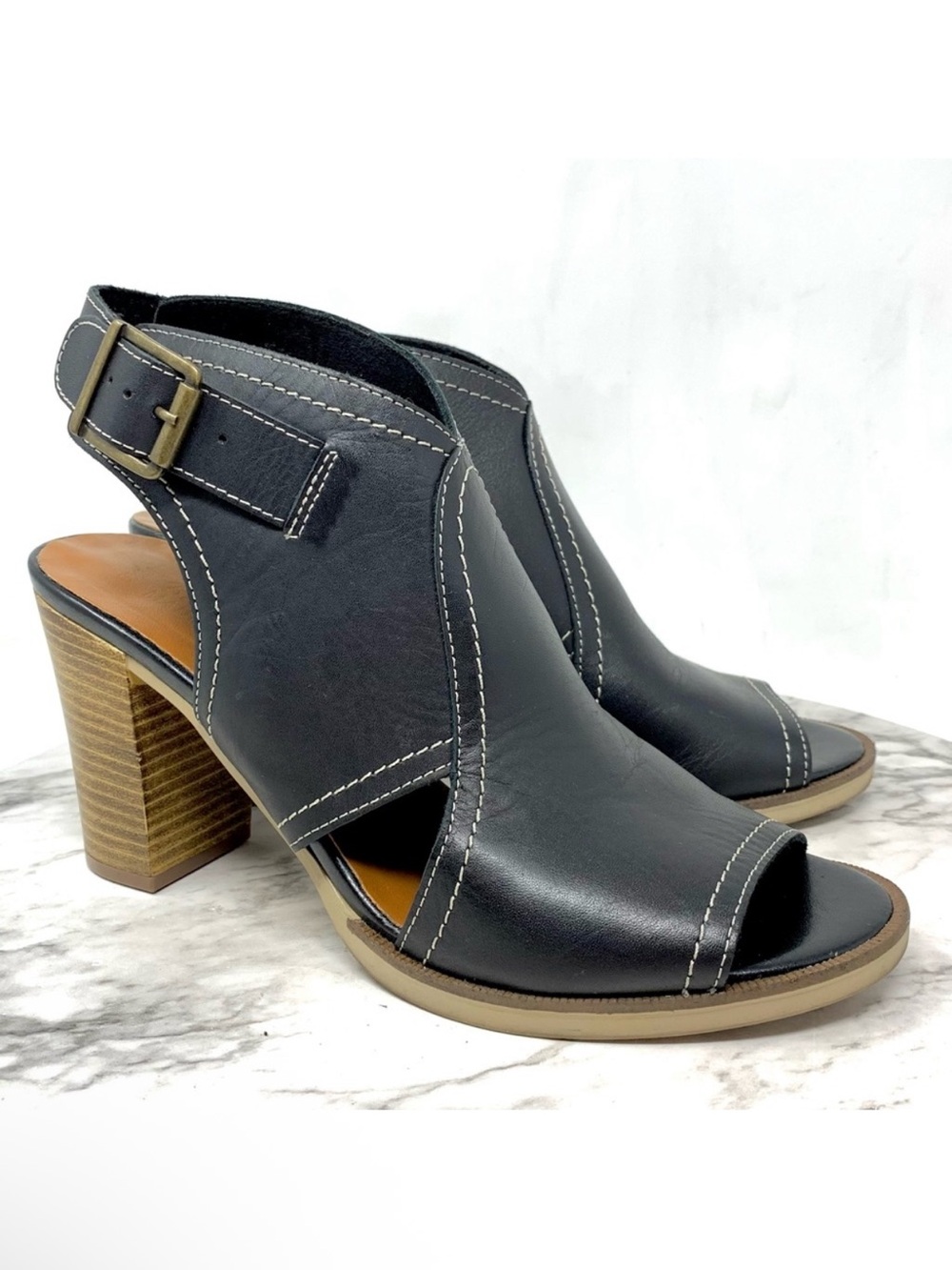 Bella Vita Black Leather Sandal Booties 8.5 Italy Classic Minimalist Edgy Boho